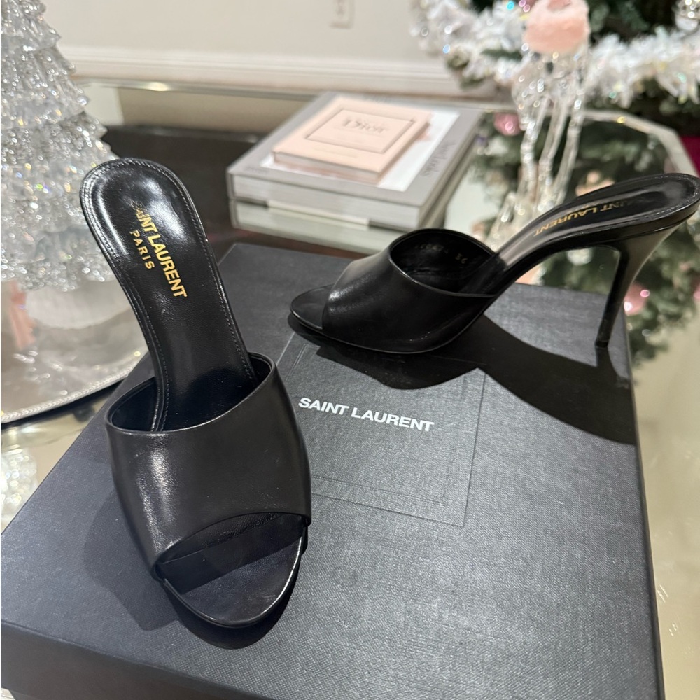 Saint Laurent Black Open-Toe Heels